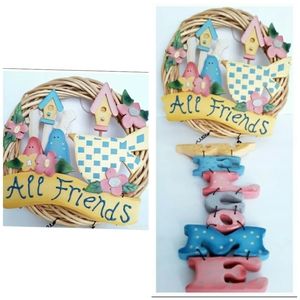 Pastel colors Spring Easter wreath wall Decor wooden letters welcome sign